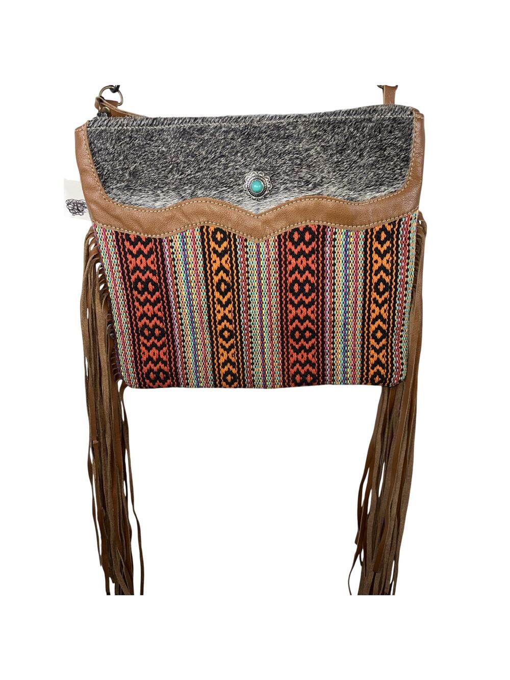 Myra Bag Laces of Color Medium Crossbody Purse Bag Leather Cowhide Southwestern